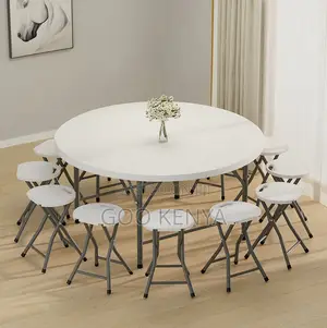 Outdoor Table; 1.5m Diameter Foldable Outdoor Dining Table