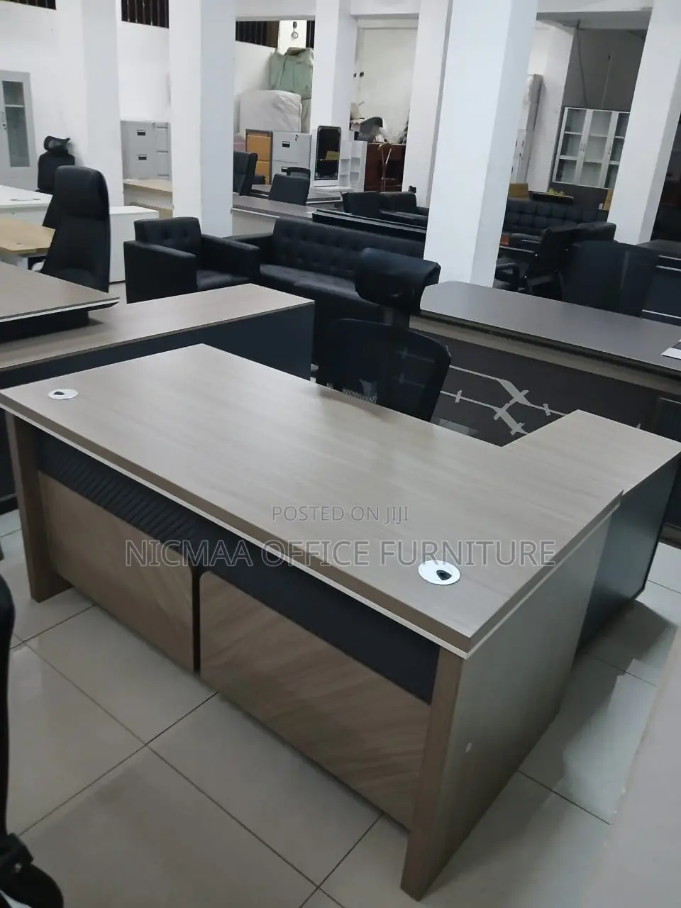 Modern Wood Finish With Cable Ports Storage Advanced Desk