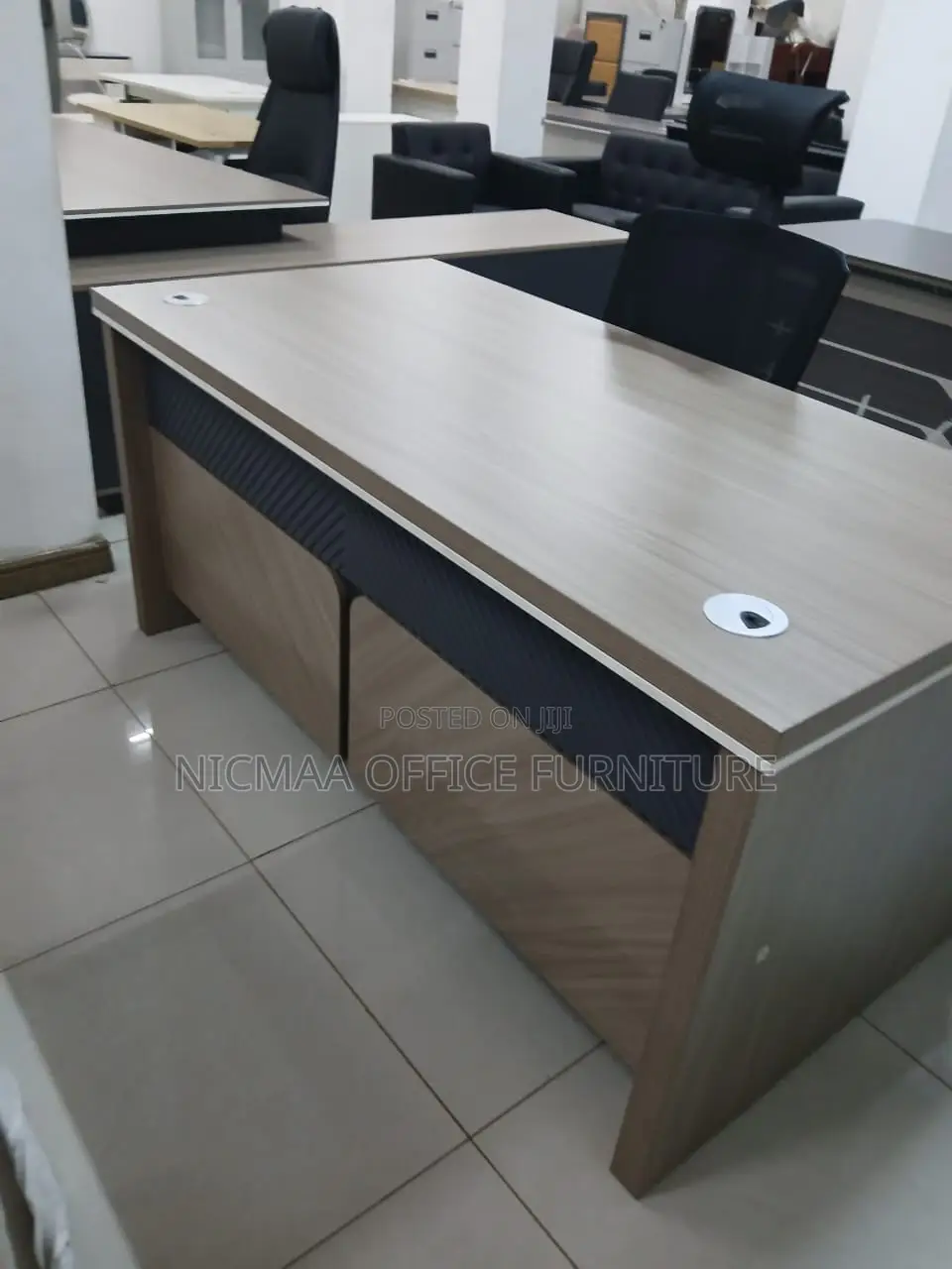 Modern Wood Finish With Cable Ports Storage Advanced Desk
