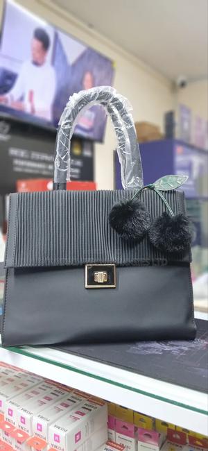 Elegant Handbag Black With Pom Pom Charm
