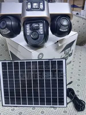 Solar Power Tripple Lens CCTV Camera With V380app Two Way Audio Outdoo