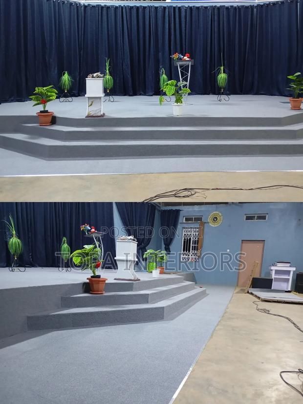 Decorative Light Grey Church Altar Carpets Installation - main view