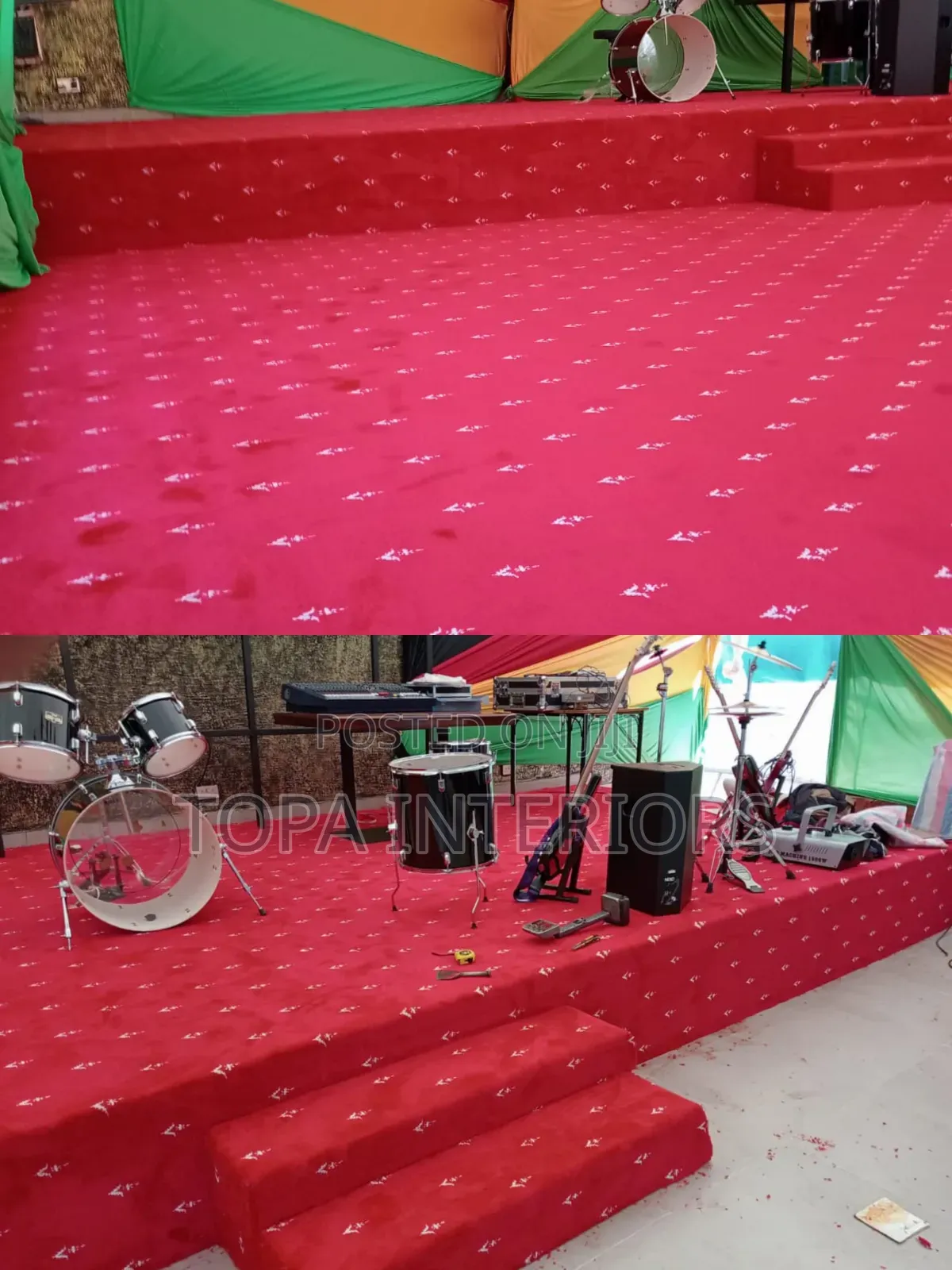 Executive Flowered Red Church Altar Carpets Installation