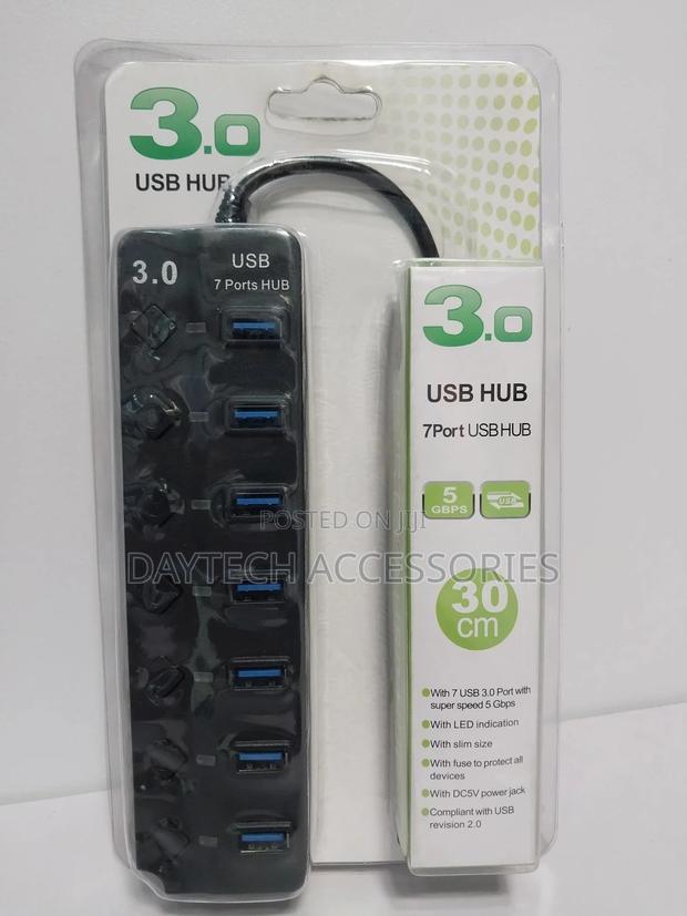 7 Ports Usb 3.0 Hub With on/Off Switch for Pc Laptop - thumbnail 2