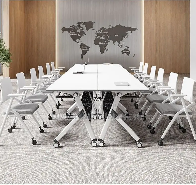 Foldable Compact Modern White Office Training Desk