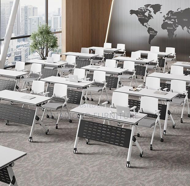 Foldable Compact Modern White Office Training Desk - thumbnail 6
