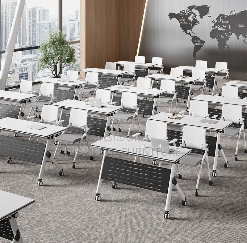 Foldable Compact Modern White Office Training Desk