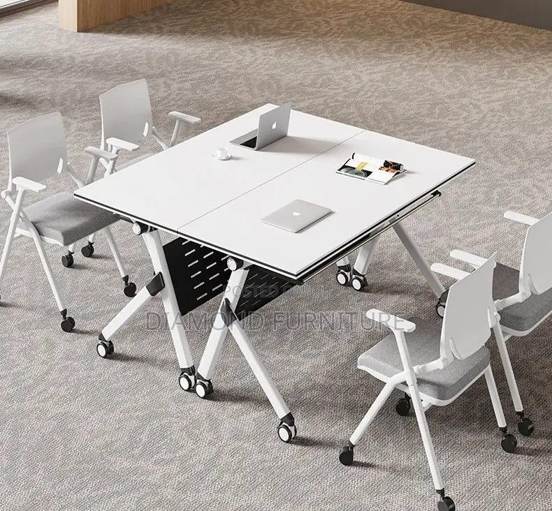 Foldable Compact Modern White Office Training Desk