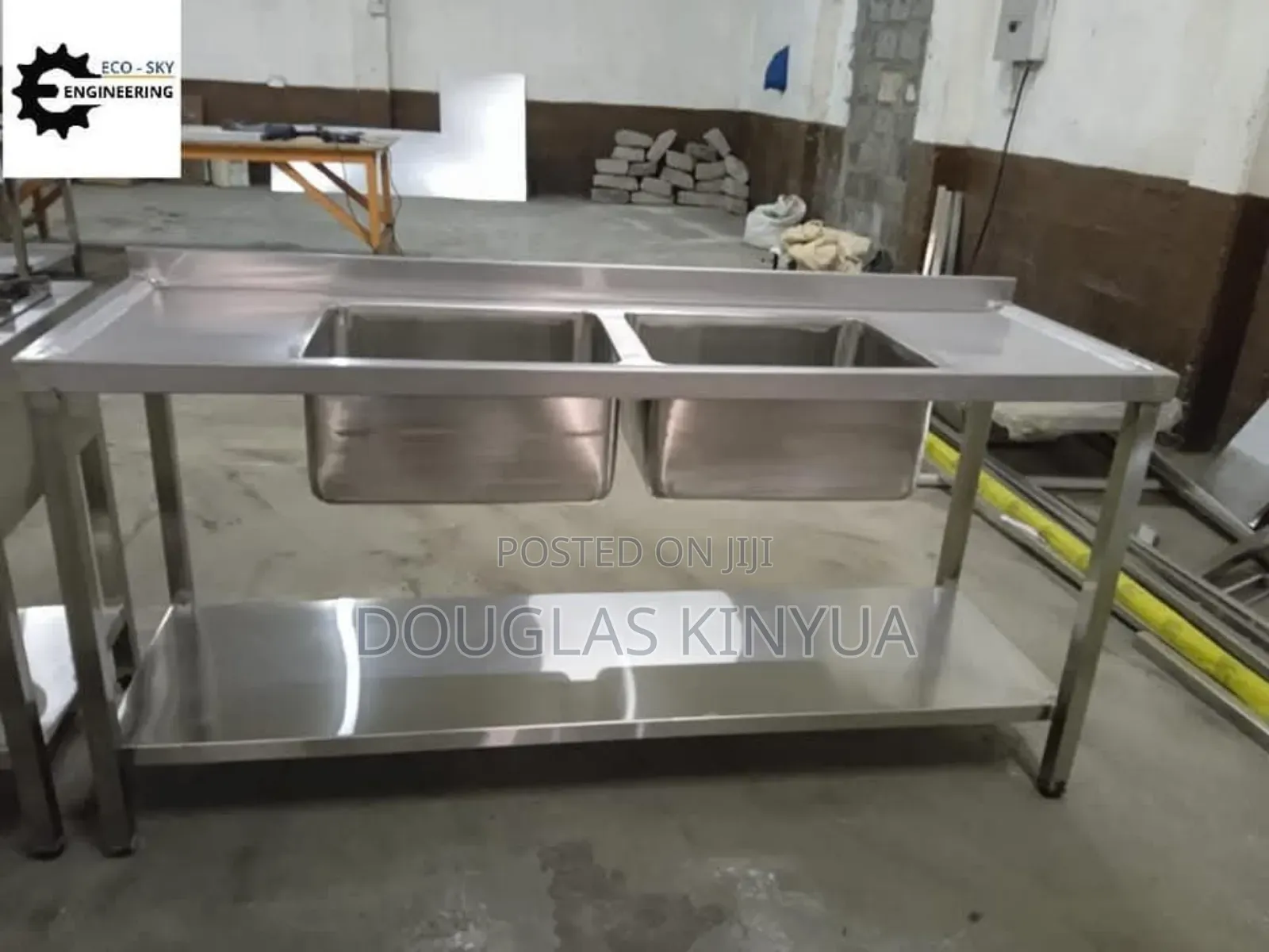 Stainless Steel Commercial Double Bowl Washing Sink : 