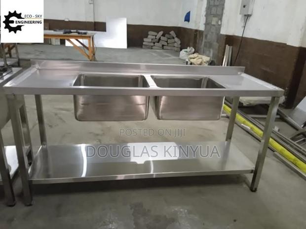 Stainless Steel Commercial Double Bowl Washing Sink :