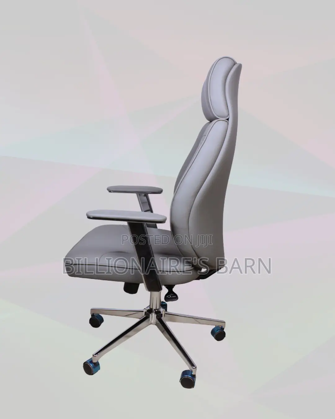 Minimal Grey Executive Leather Office Chair — Smooth-Rolling Mobility