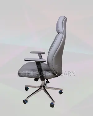 Minimal Grey Executive Leather Office Chair — Smooth-Rolling Mobility