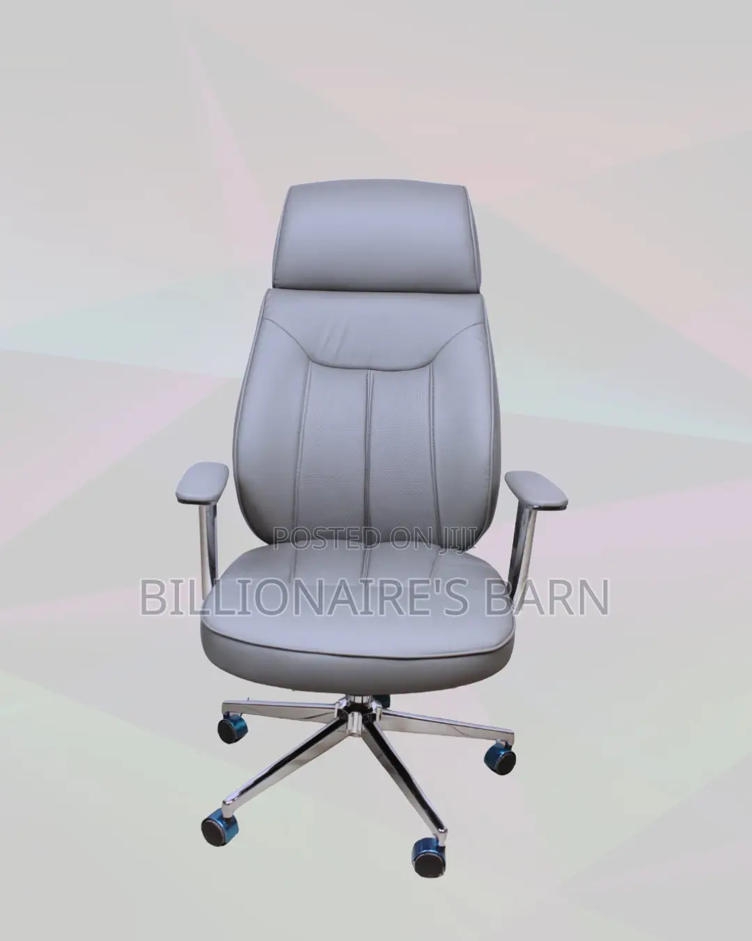 Minimal Grey Executive Leather Office Chair — Smooth-Rolling Mobility