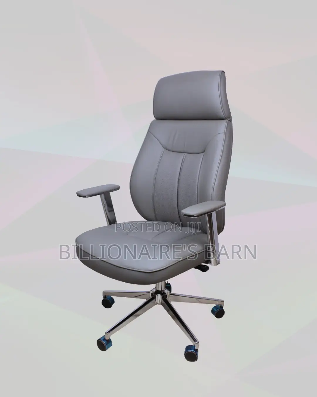 Minimal Grey Executive Leather Office Chair — Smooth-Rolling Mobility