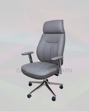 Minimal Grey Executive Leather Office Chair — Smooth-Rolling Mobility