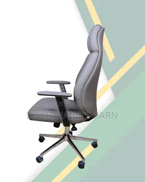 High-Back Grey Executive Leather Office Chair | Mesh Backrest