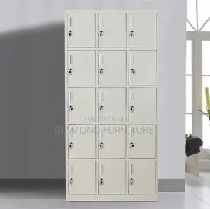 Durable 15-Locker Metallic Office Filing Cabinet Unit