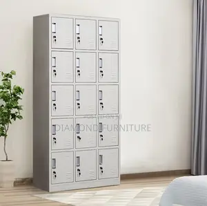Durable 15-Locker Metallic Office Filing Cabinet Unit