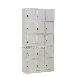 Durable 15-Locker Metallic Office Filing Cabinet Unit