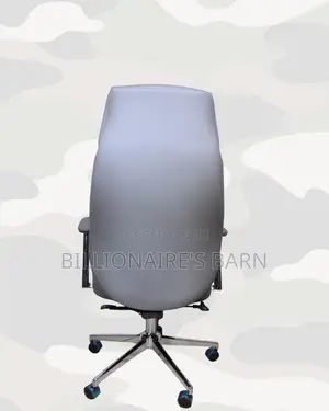 Modern Grey Executive Leather Office Chair — Smooth-rolling Mobility
