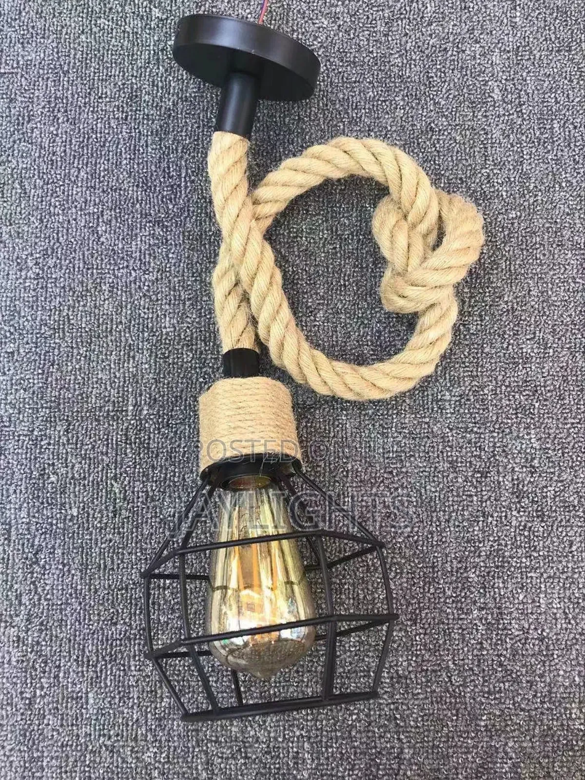 Style Pendant Light by Iron Art Hemp Rope Ceiling Lamps