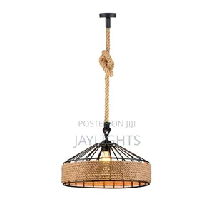 Art Hemp Rope Ceiling Lamps With Droplets for Kitchen Island