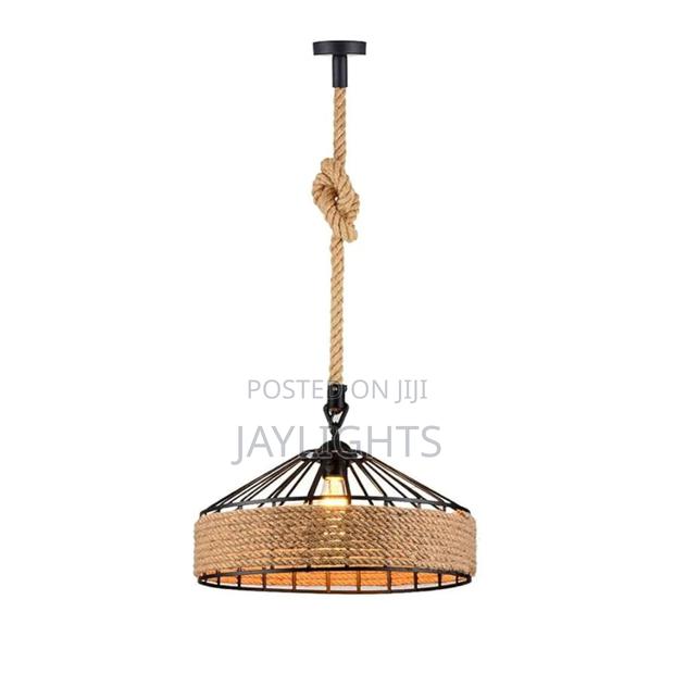 Art Hemp Rope Ceiling Lamps With Droplets for Kitchen Island