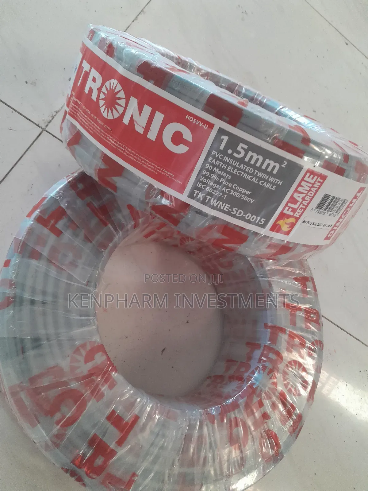 1.5mm Twin With Earth Cable, Copper, 90 Meters Roll: Tronic