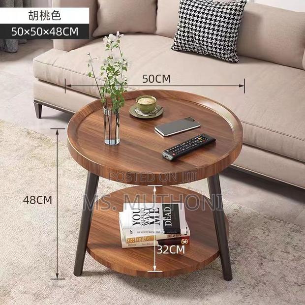 *2 Layer Bamboo Round Minimalist Living Room Side Table - thumbnail 3