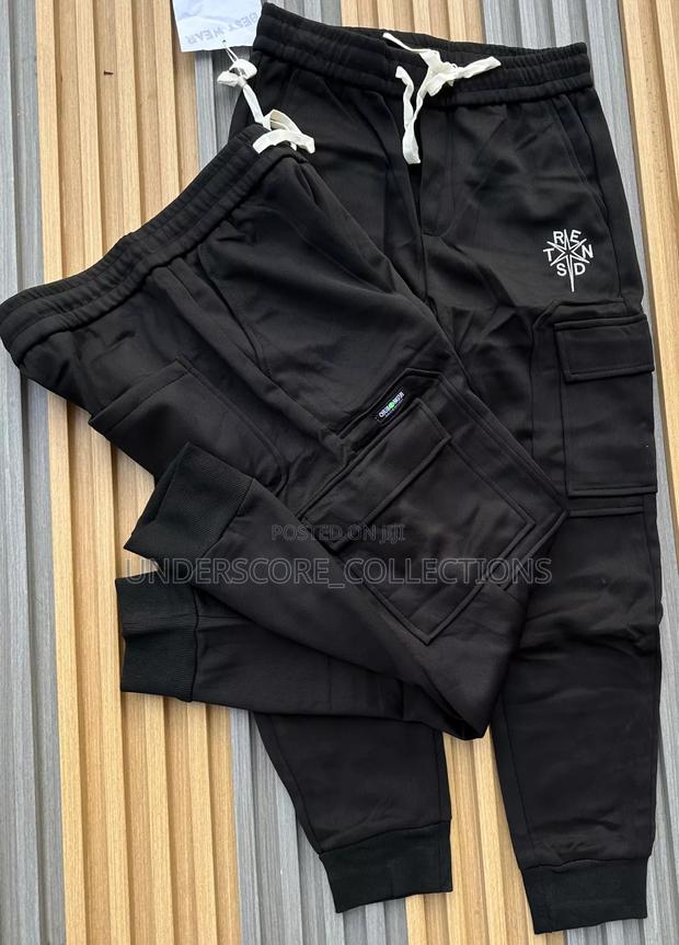 Black Cargo Sweatpants - main view