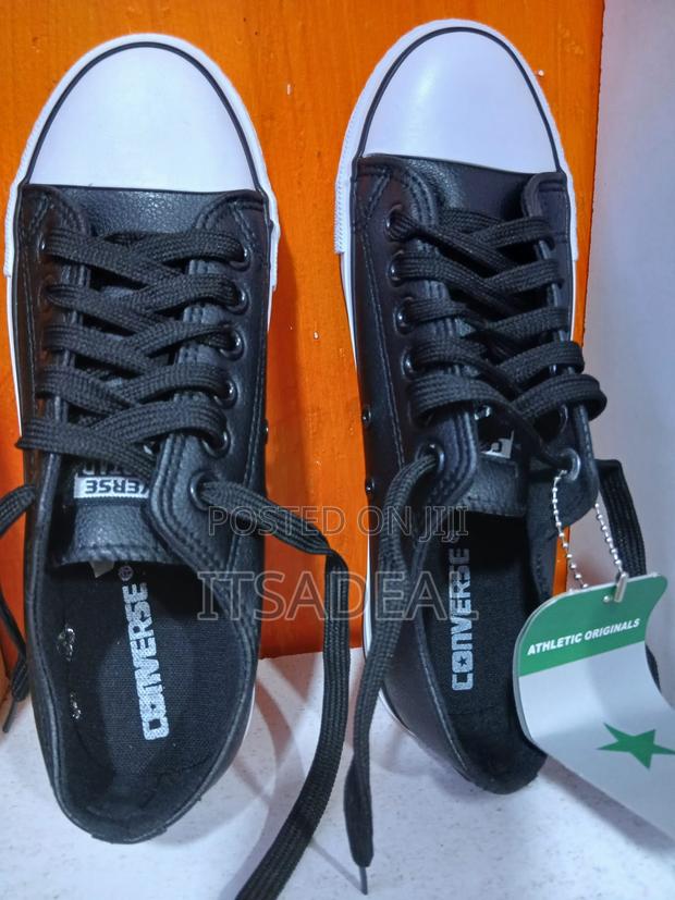 Black and White Leather Converse All Star Sneakers - thumbnail 3