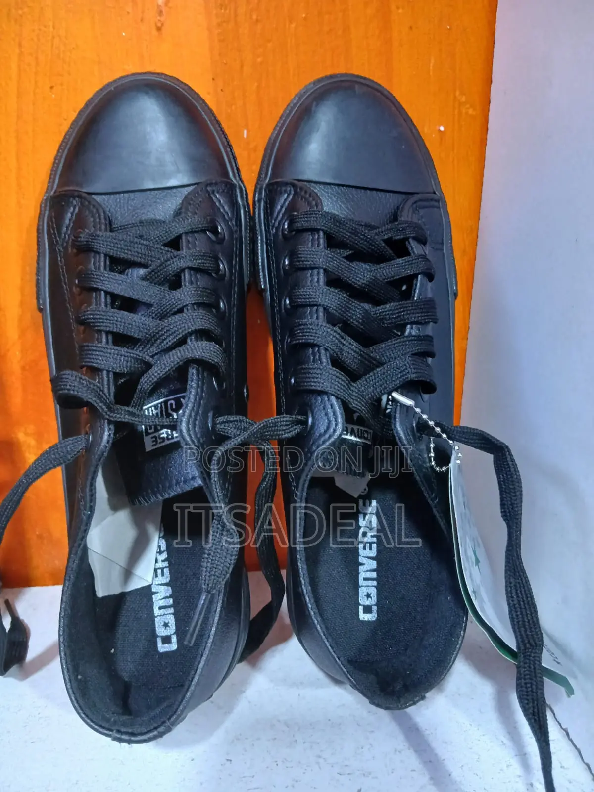 Black Leather Converse All Star Sneakers