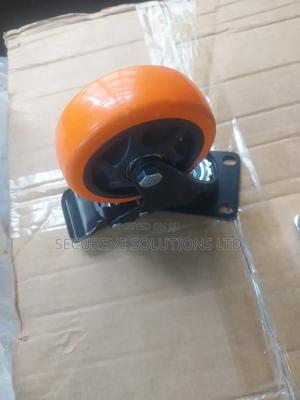 4" an Orange Polyurethane (Pu) Swivel Caster Wheel With a Brake - main view