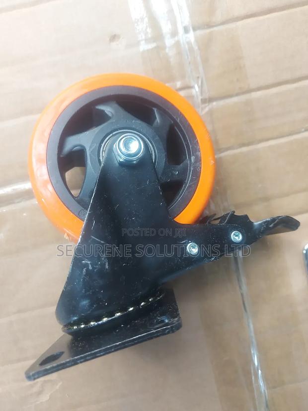 4" an Orange Polyurethane (Pu) Swivel Caster Wheel With a Brake - thumbnail 3