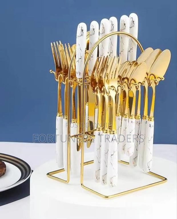 24pcs Golden Marble Spoons - main view