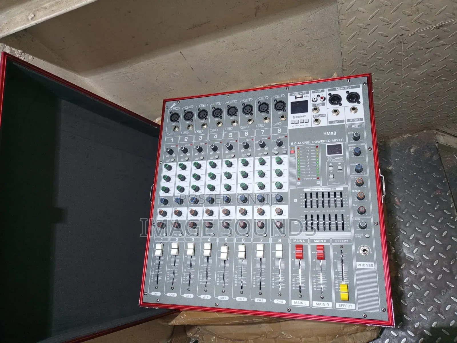 Powered Mixer With Black and Red Case