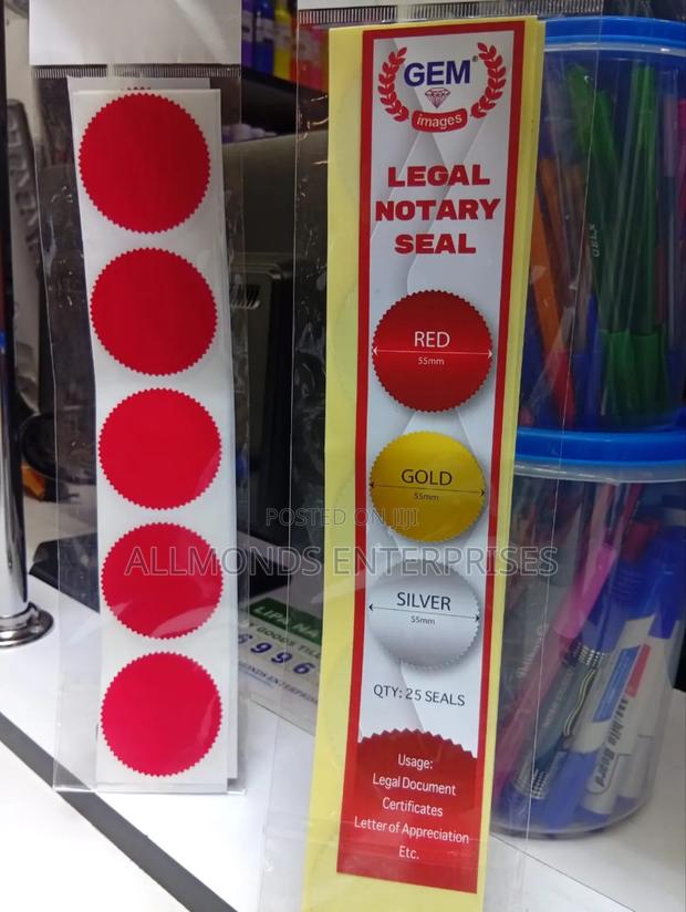 A Packet Of 25 Pieces Legal Notary Seal- Red, Gold, Silver 55mm