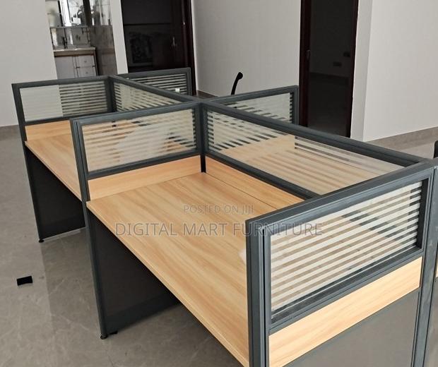 Office Desk: 4 Way Brown Crownical Office Workstation