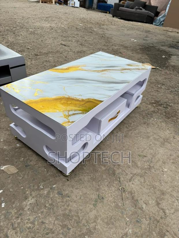 Executive Black Gold Coffee  Table With Marble Topping - main view