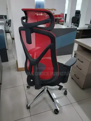 Red Mesh Ergonomic Chair With Headrest