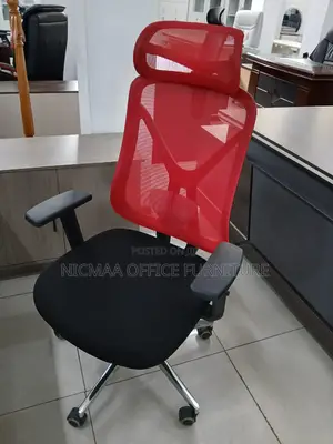 Red Mesh Ergonomic Chair With Headrest