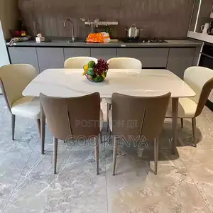 Home Dining Set; 4-Person Sleek Dining Set With Rectangular Marble Top