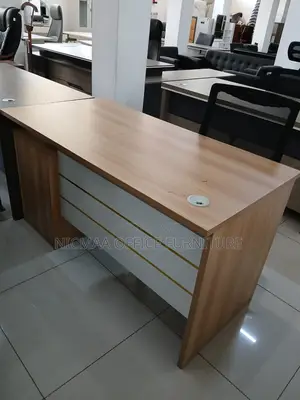 Gold Accented Drawers + Cable Ports Advanced Desk