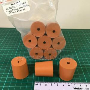 Red Rubber Stoppers With Hole 27mm Base Diameter, - thumbnail 2