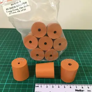 Red Rubber Stoppers With Hole 27mm Base Diameter,