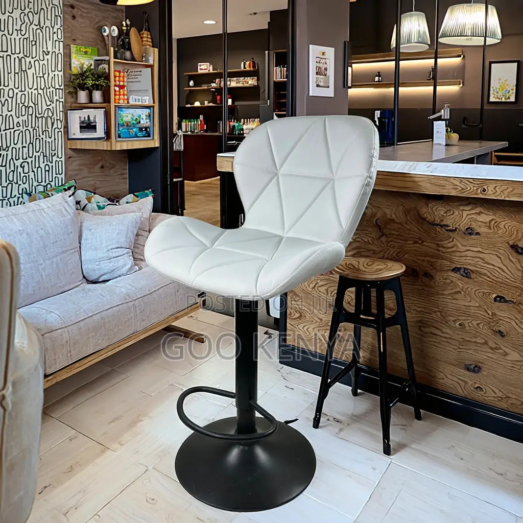 Home Bar Stool; Adjustable Swivel Faux Leather Bar Stool With Backrest