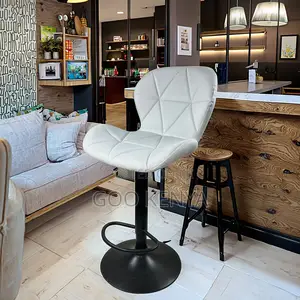 Home Bar Stool; Adjustable Swivel Faux Leather Bar Stool With Backrest