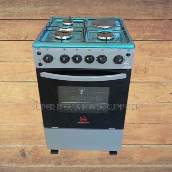 3 Burner+ Electric Plate Eurochef Cooker 50x55cm Compact Free Standing