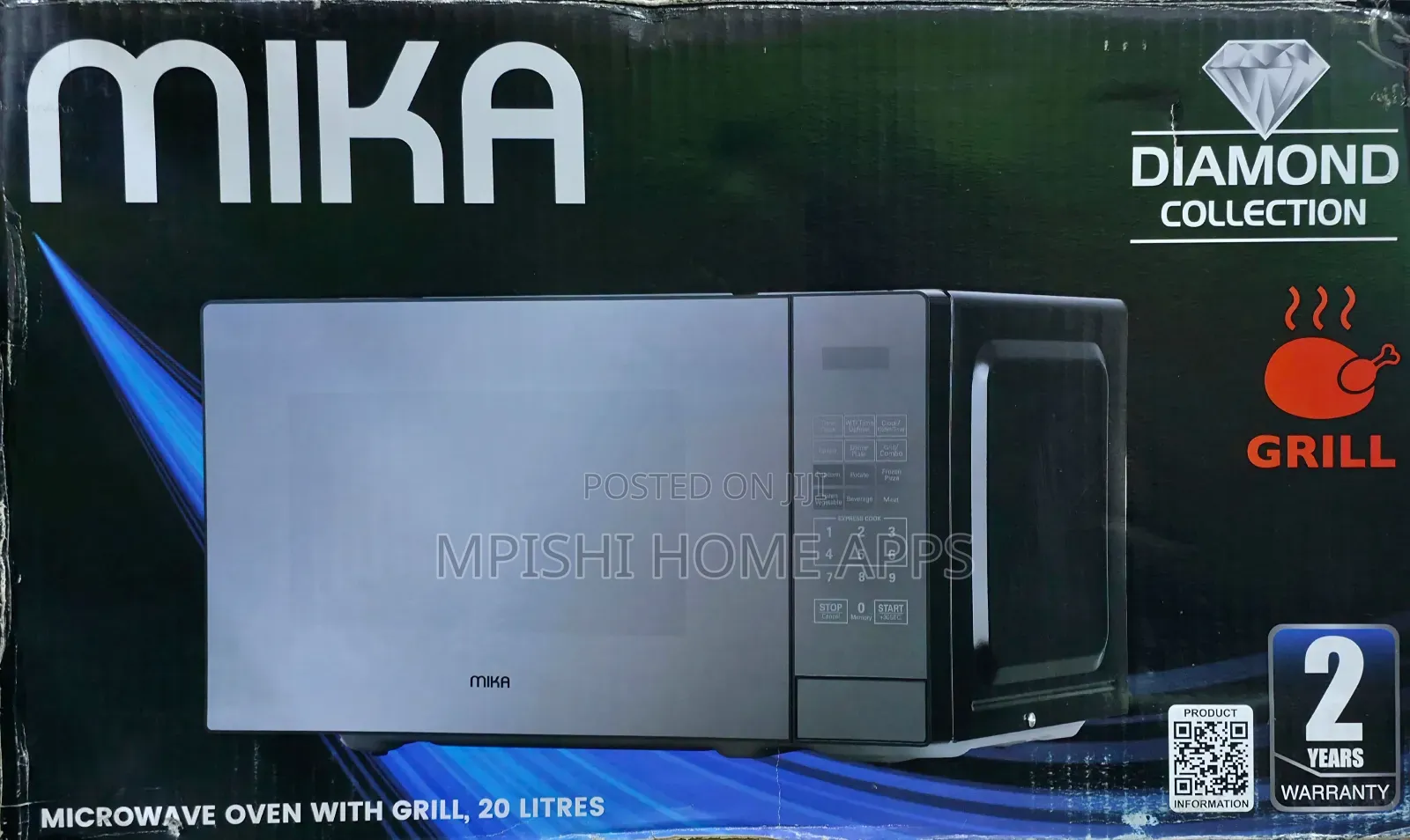 Mika Microwave Oven, 20l, Digital, With Grill (Combi), Mirror Black