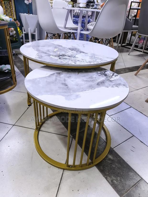 2 in 1 Coffee Table Pure Marble Nesting Table - thumbnail 2